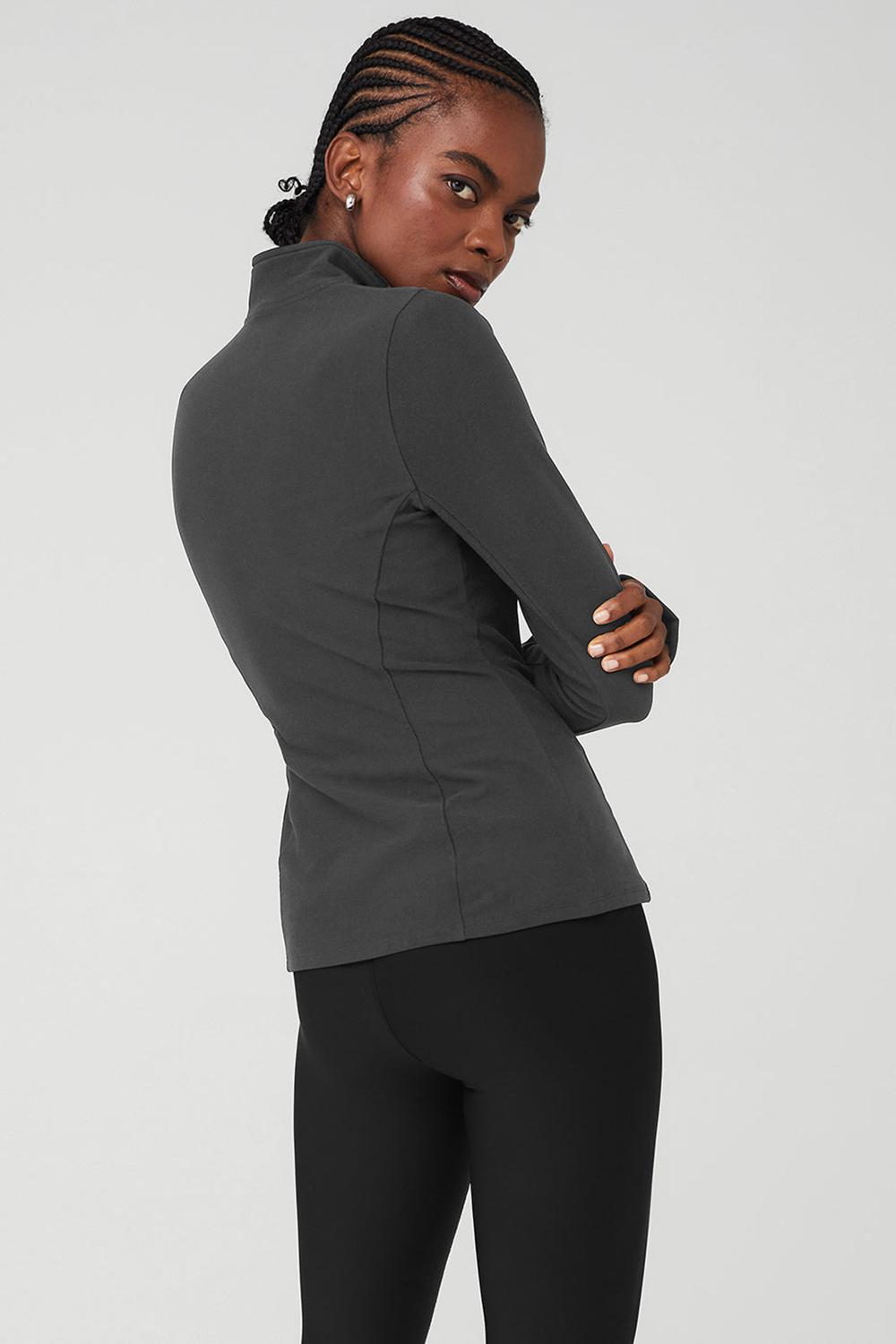 Pullover Alo Yoga Alosoft 1/2 Zip Rapid Mujer Anthracite | Mexico  BUJ-106892