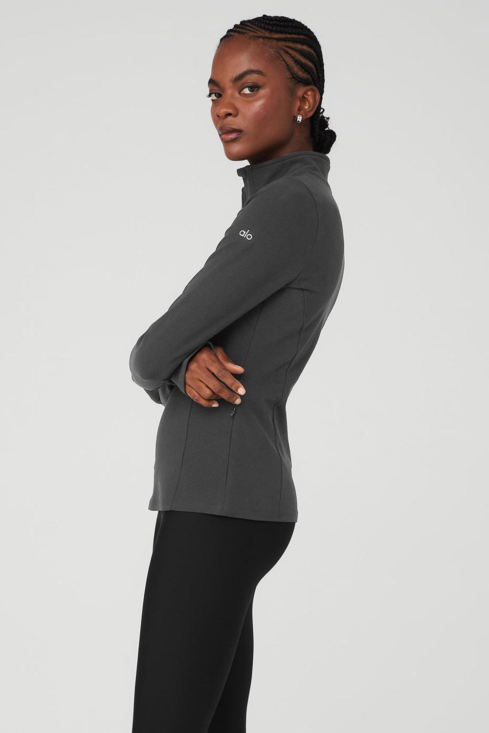 Pullover Alo Yoga Alosoft 1/2 Zip Rapid Mujer Anthracite | Mexico  BUJ-106892