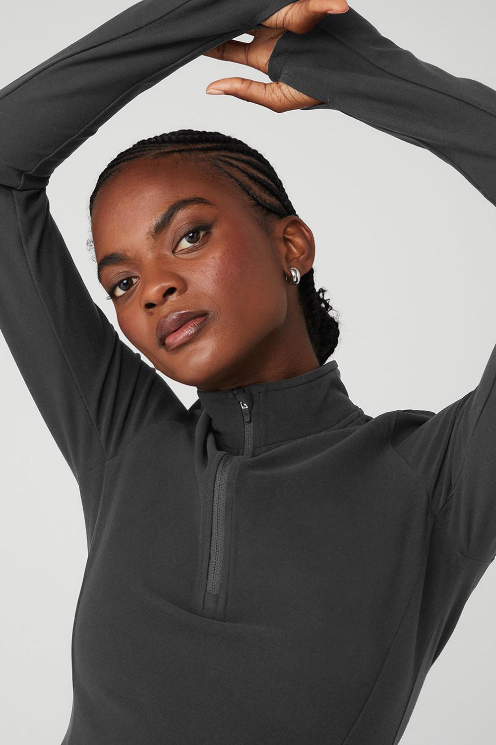 Pullover Alo Yoga Alosoft 1/2 Zip Rapid Mujer Anthracite | Mexico  BUJ-106892