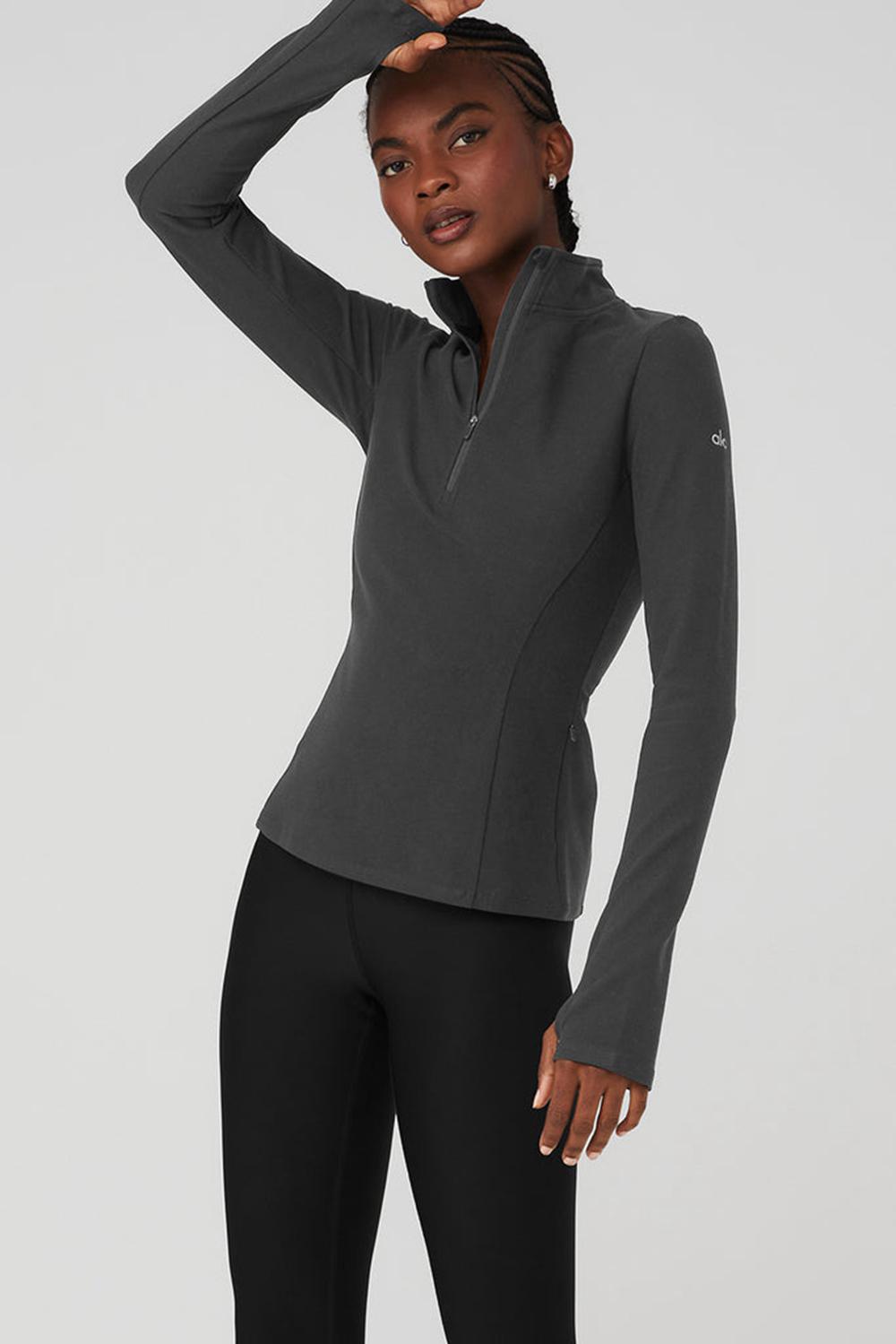Pullover Alo Yoga Alosoft 1/2 Zip Rapid Mujer Anthracite | Mexico  BUJ-106892
