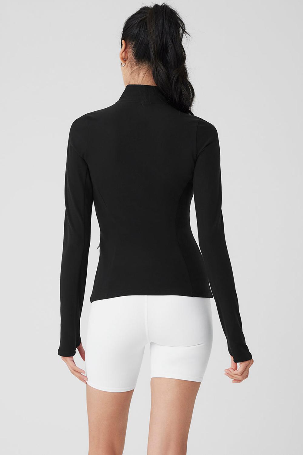 Pullover Alo Yoga Alosoft 1/2 Zip Rapid Mujer Negros | Mexico  EWX-198637