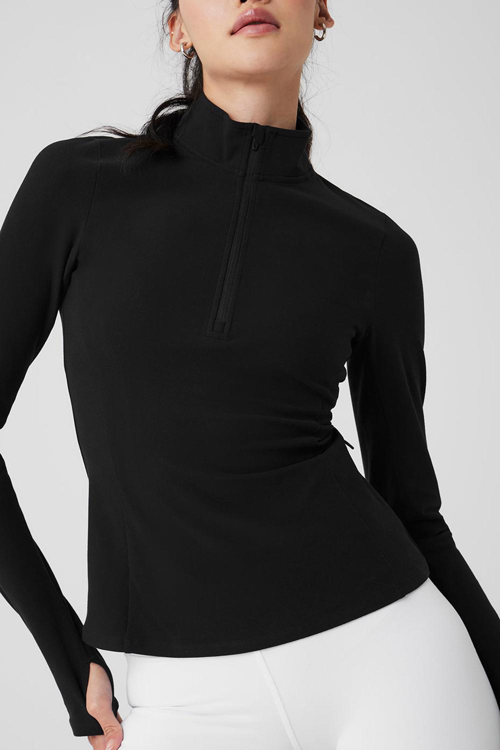 Pullover Alo Yoga Alosoft 1/2 Zip Rapid Mujer Negros | Mexico  EWX-198637