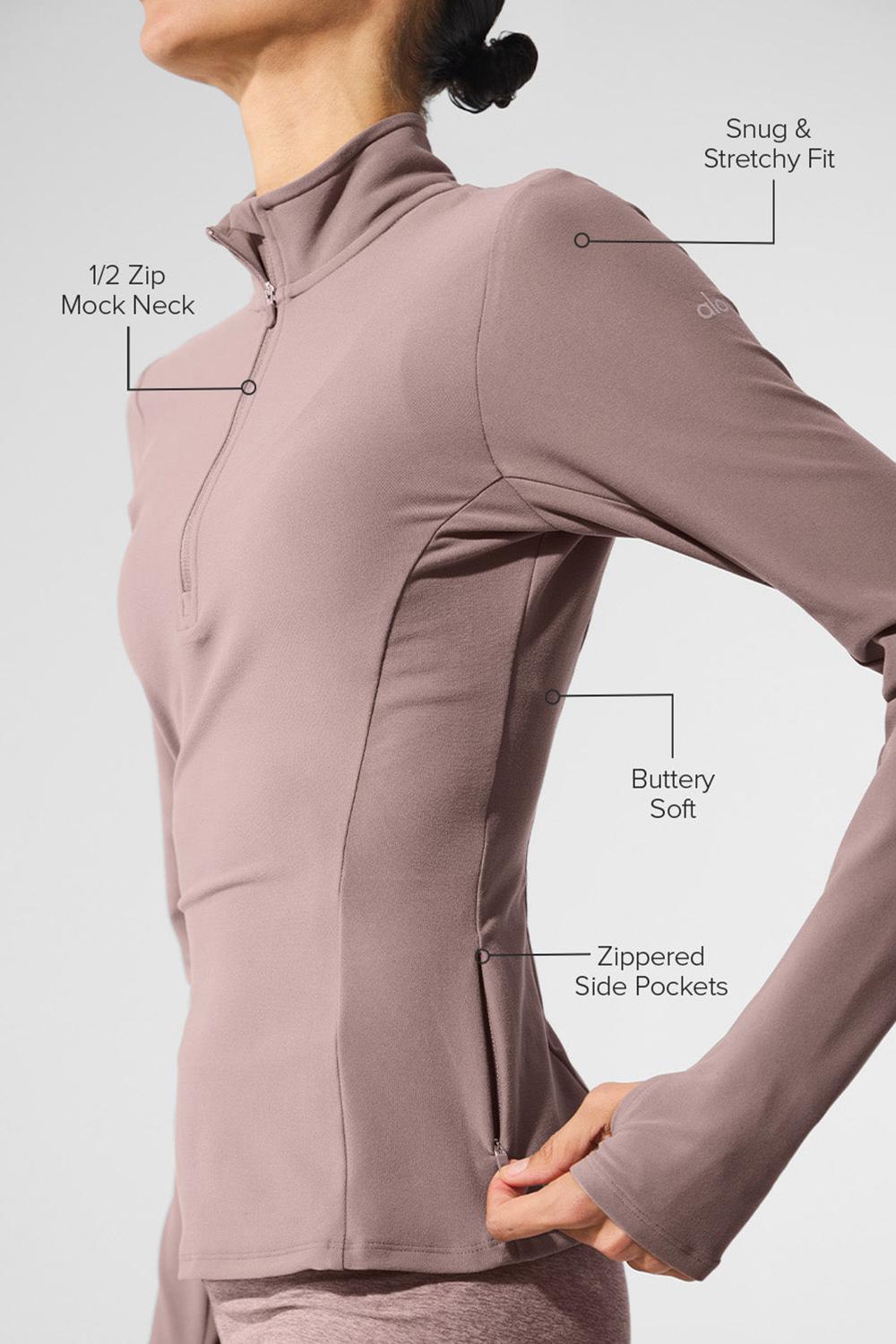 Pullover Alo Yoga Alosoft 1/2 Zip Rapid Mujer Mushroom | Mexico  JHY-153628