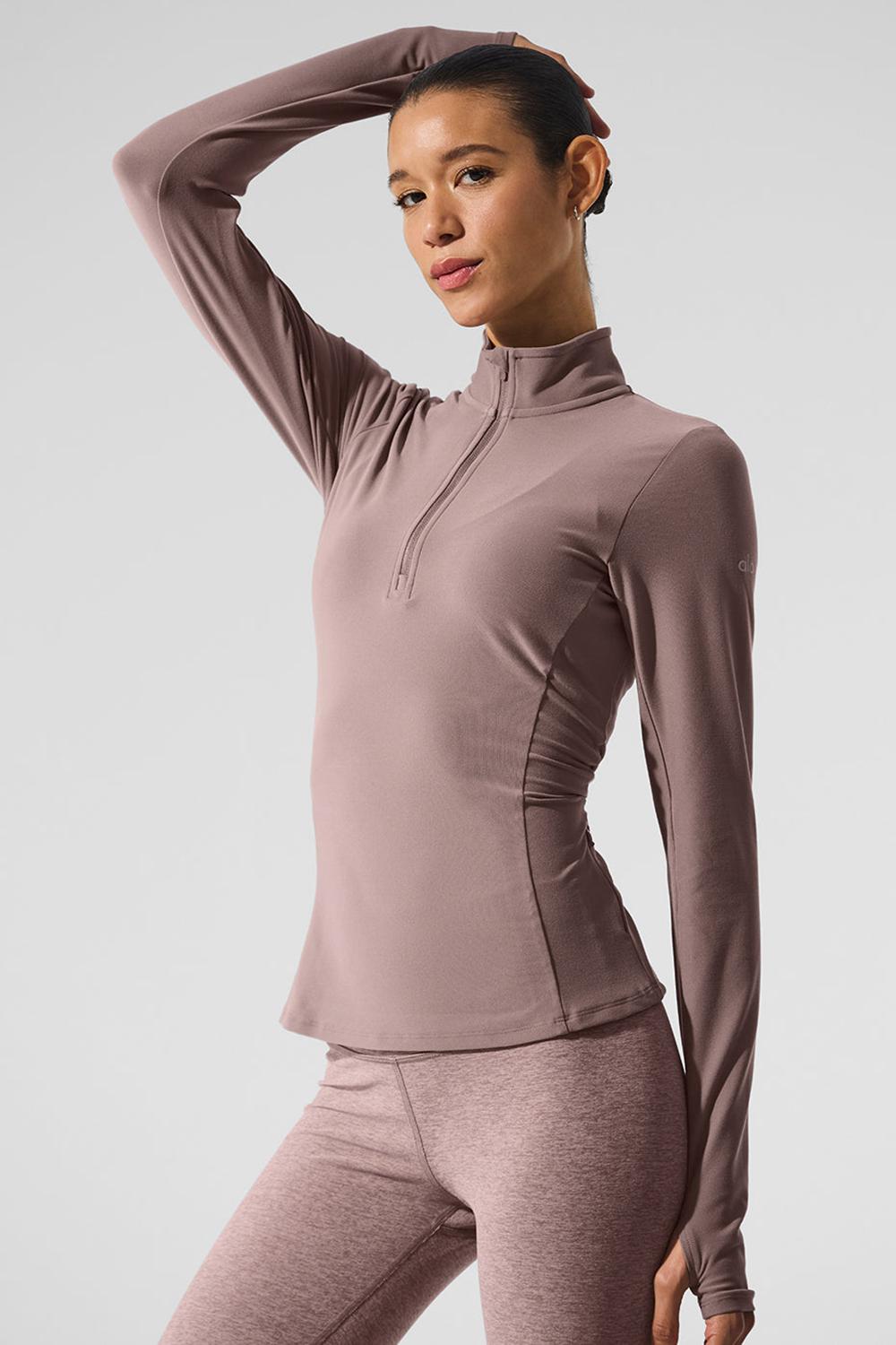 Pullover Alo Yoga Alosoft 1/2 Zip Rapid Mujer Mushroom | Mexico  JHY-153628