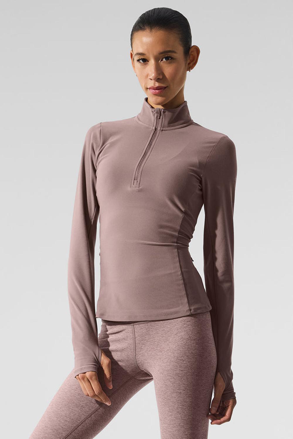 Pullover Alo Yoga Alosoft 1/2 Zip Rapid Mujer Mushroom | Mexico  JHY-153628