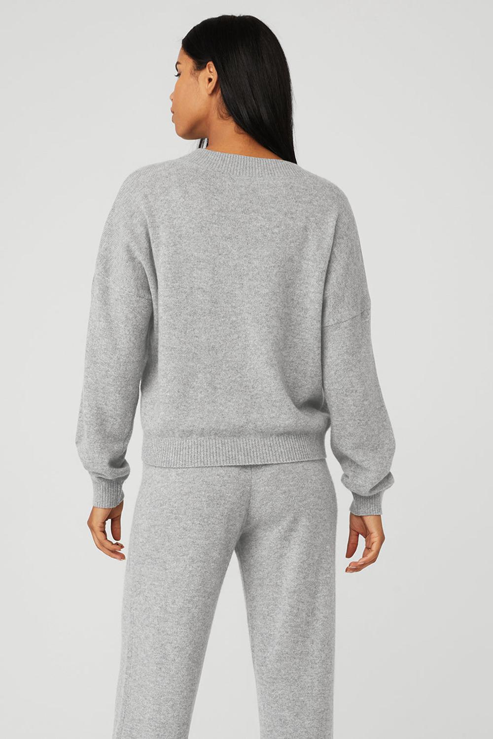 Pullover Alo Yoga Cashmere Jet Set V-Neck Mujer Grises | Mexico  RTG-795214