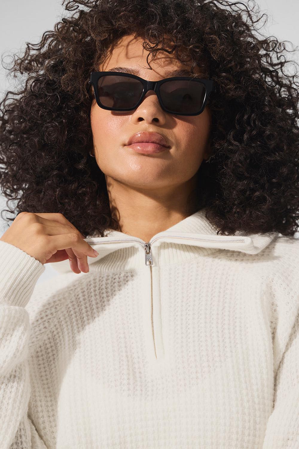 Pullover Alo Yoga Cashmere Plush Waffle 1/4 Zip Mujer Ivory | Mexico  TQR-139680