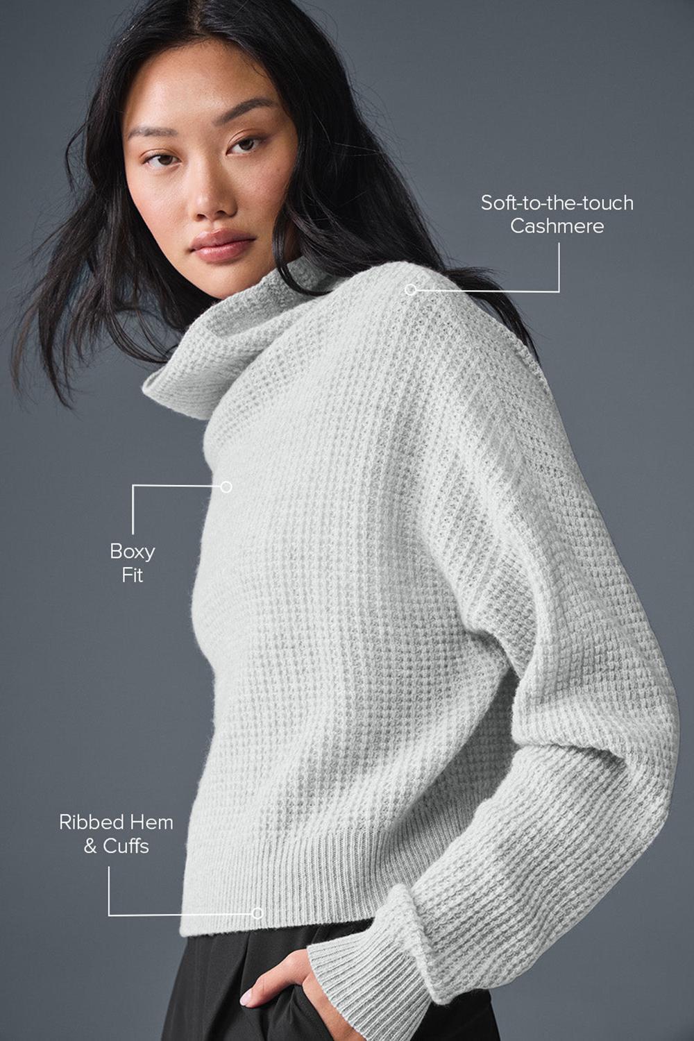 Pullover Alo Yoga Cashmere Plush Waffle Turtleneck Mujer Grises | Mexico  ZHK-498307