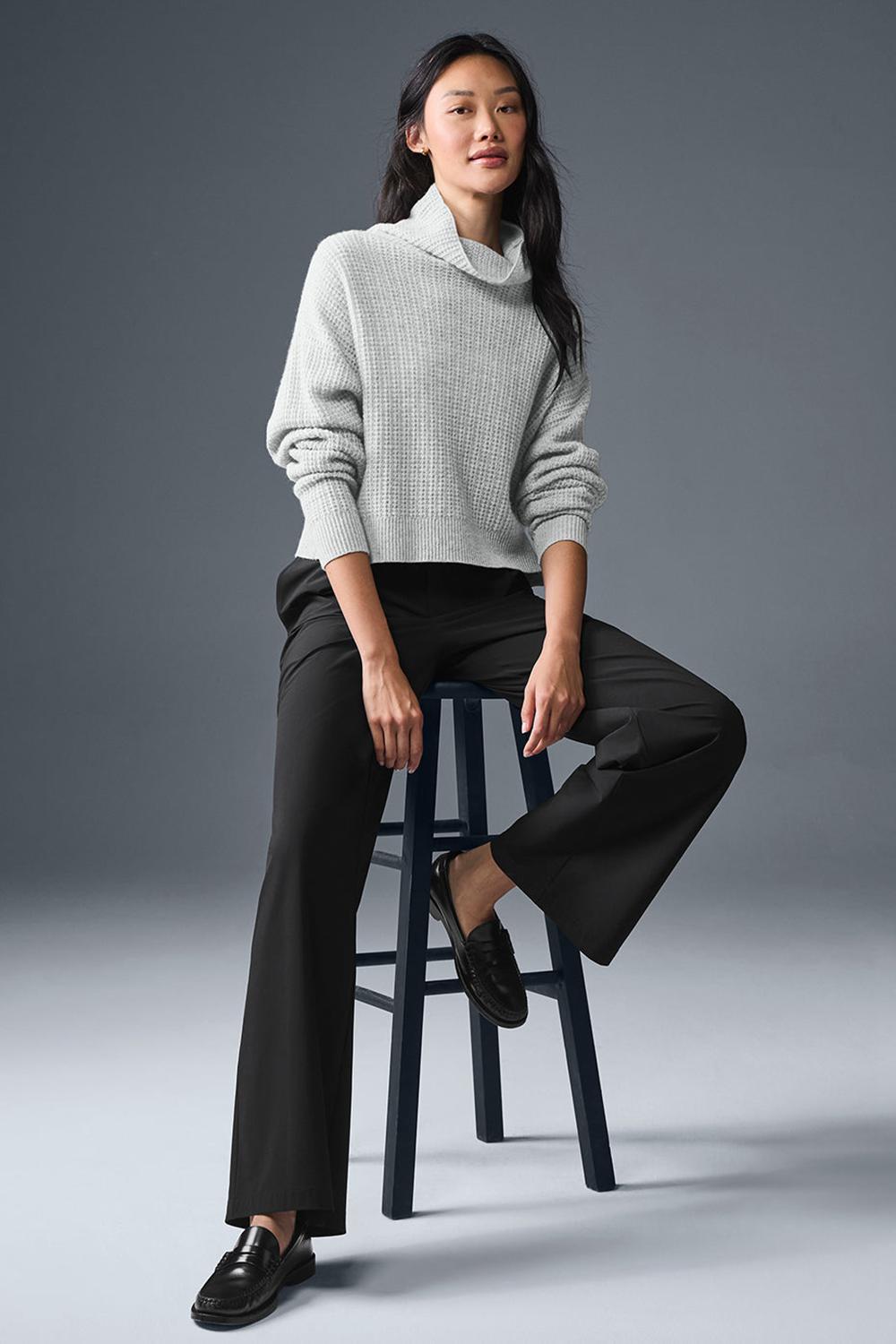 Pullover Alo Yoga Cashmere Plush Waffle Turtleneck Mujer Grises | Mexico  ZHK-498307