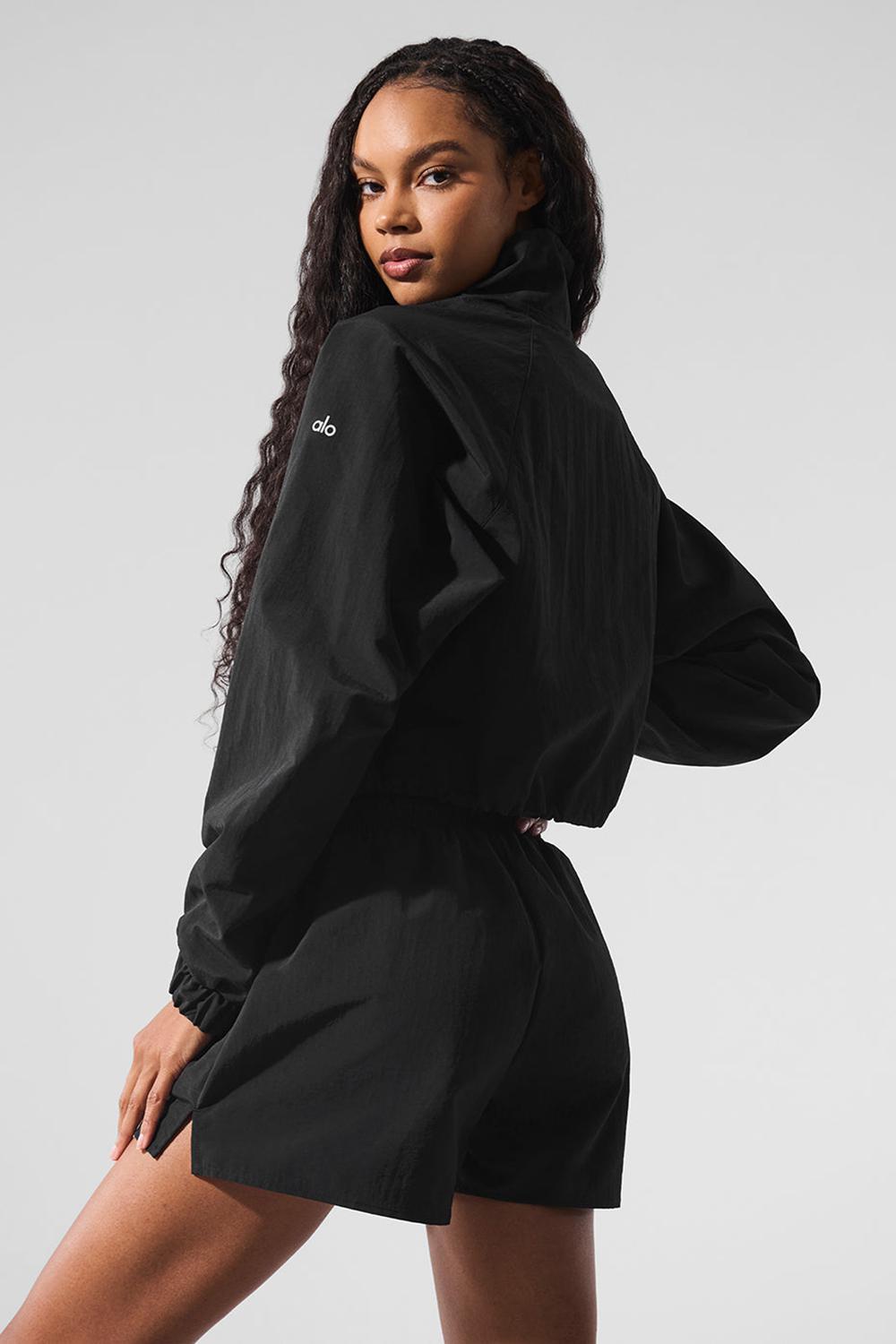 Pullover Alo Yoga Cropped 1/4 Zip Alumni Mujer Negros | Mexico  VWS-015286