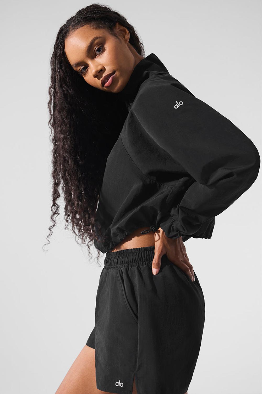 Pullover Alo Yoga Cropped 1/4 Zip Alumni Mujer Negros | Mexico  VWS-015286