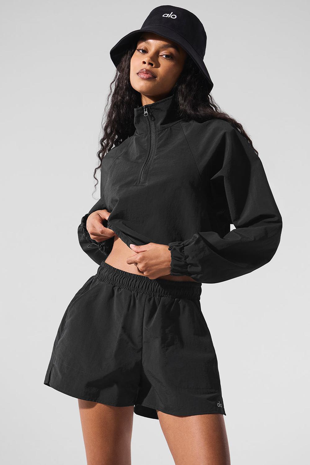 Pullover Alo Yoga Cropped 1/4 Zip Alumni Mujer Negros | Mexico  VWS-015286