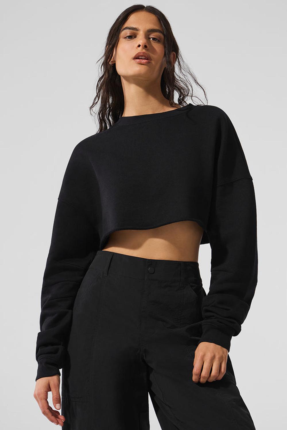 Pullover Alo Yoga Extreme Cropped Mujer Negros | Mexico  VNM-749031