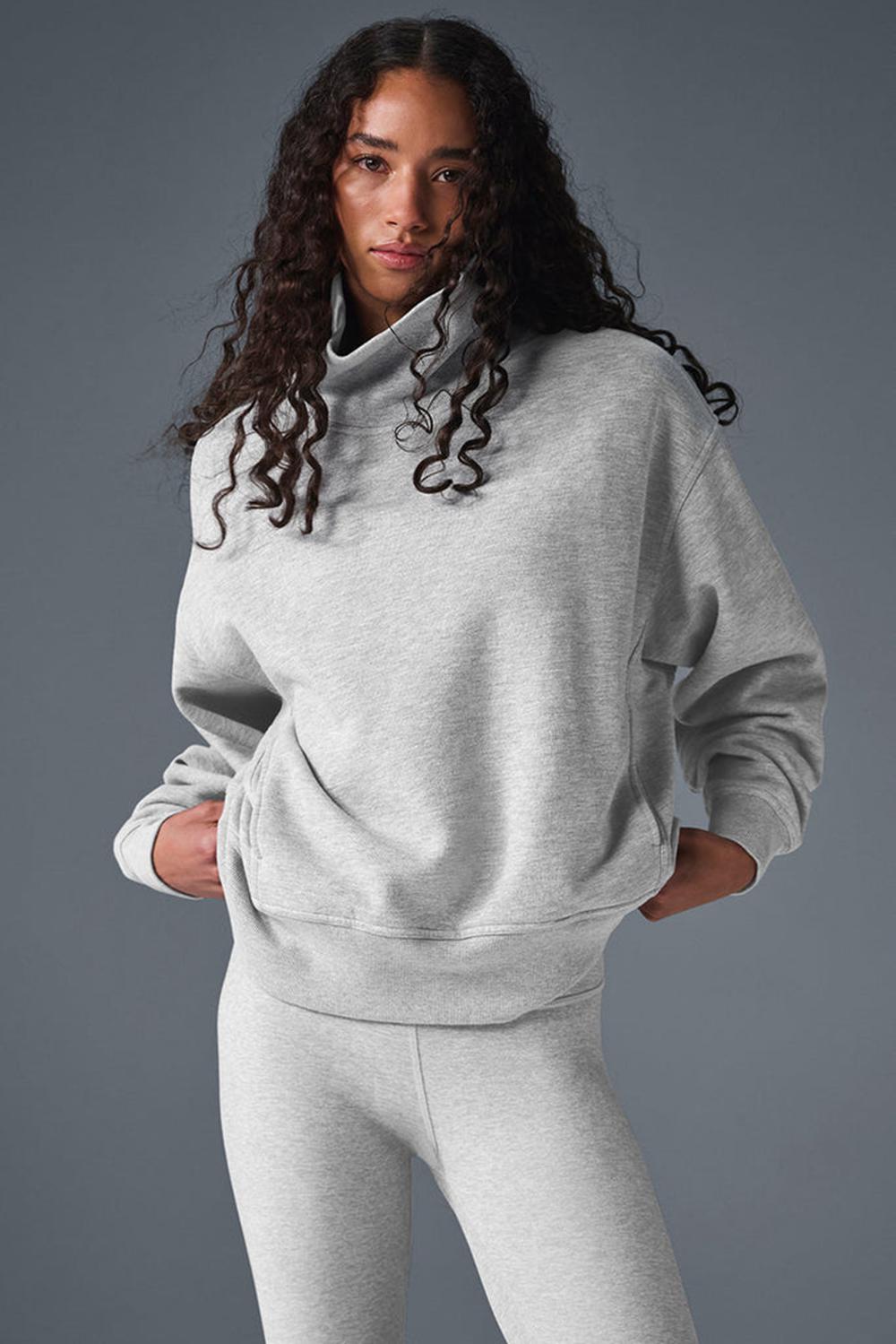 Pullover Alo Yoga Hazy Mock Neck Mujer Grises | Mexico  EXL-602379