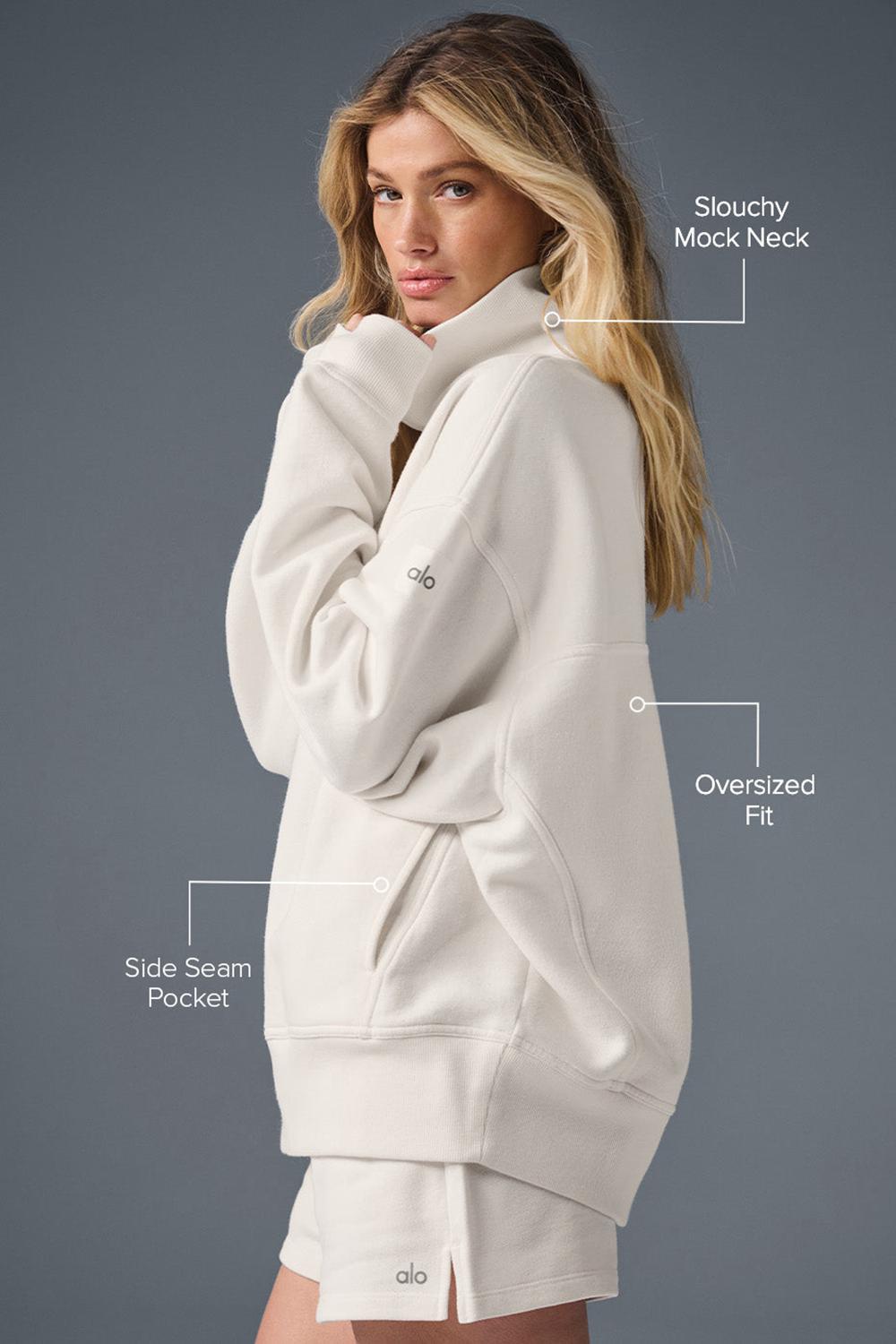 Pullover Alo Yoga Hazy Mock Neck Mujer Ivory | Mexico  LDS-893562