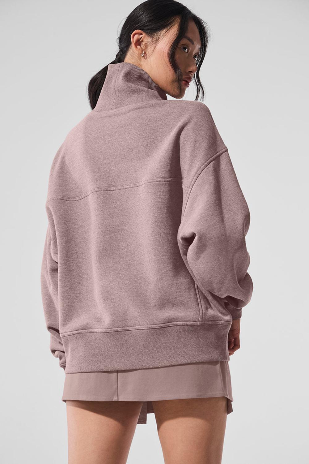 Pullover Alo Yoga Hazy Mock Neck Mujer Mushroom Heather | Mexico  ENI-375102