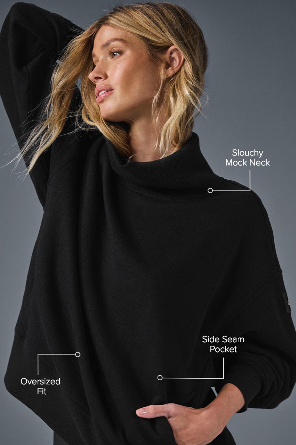 Pullover Alo Yoga Hazy Mock Neck Mujer Negros | Mexico  MTS-036159