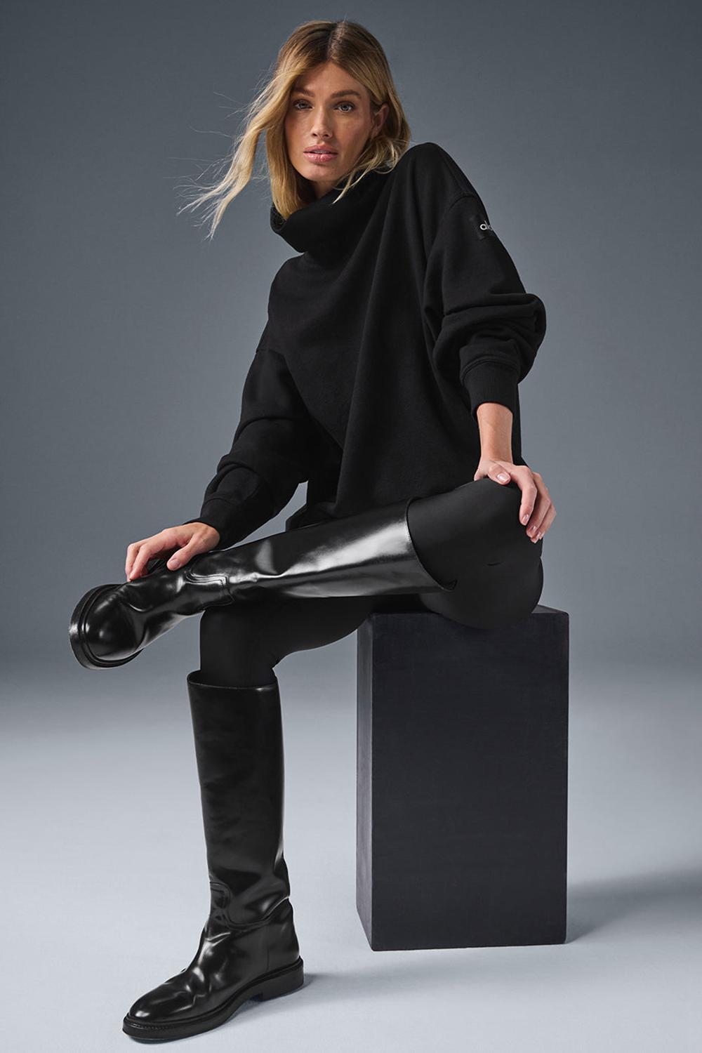 Pullover Alo Yoga Hazy Mock Neck Mujer Negros | Mexico  MTS-036159