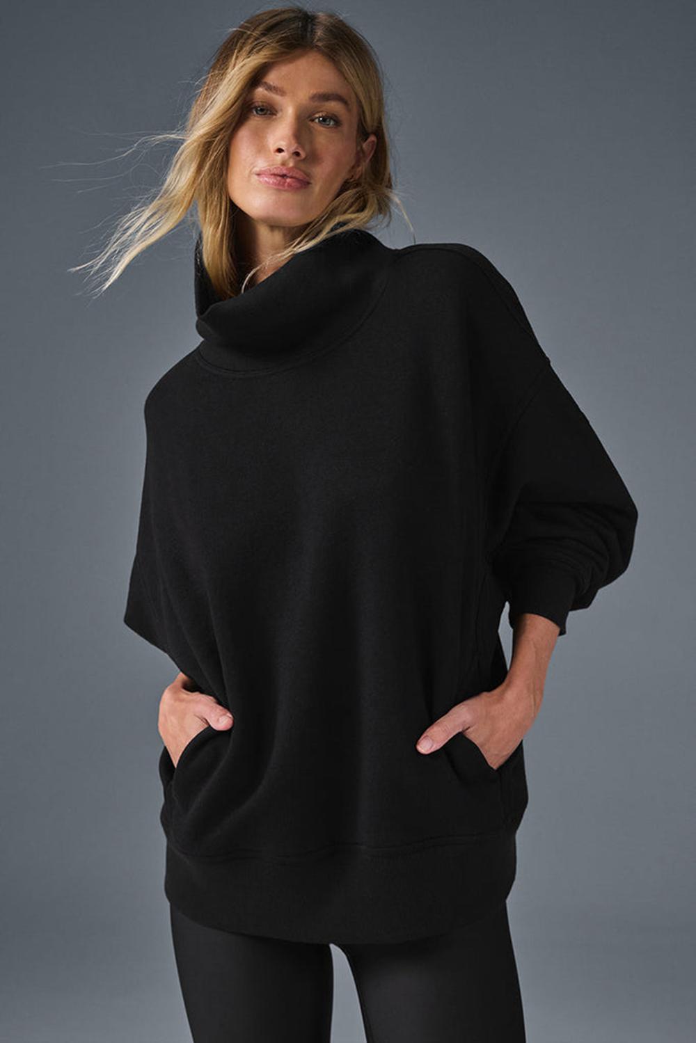 Pullover Alo Yoga Hazy Mock Neck Mujer Negros | Mexico  MTS-036159