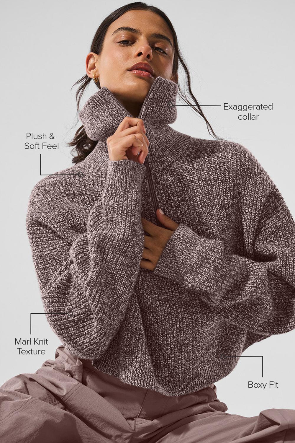 Pullover Alo Yoga Marl 1/4 Zip Mujer Mushroom Marl | Mexico  HIE-279054
