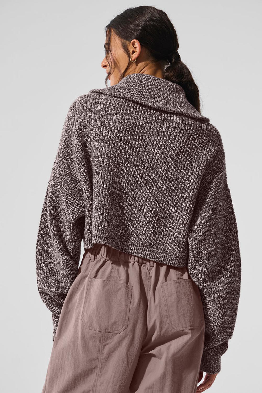 Pullover Alo Yoga Marl 1/4 Zip Mujer Mushroom Marl | Mexico  HIE-279054