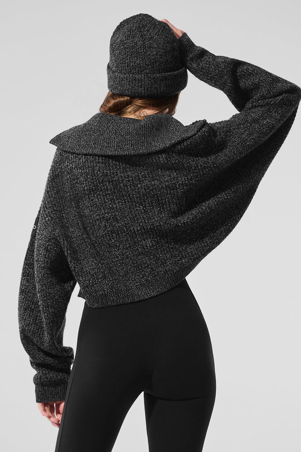 Pullover Alo Yoga Marl 1/4 Zip Mujer Negros | Mexico  ENR-942386