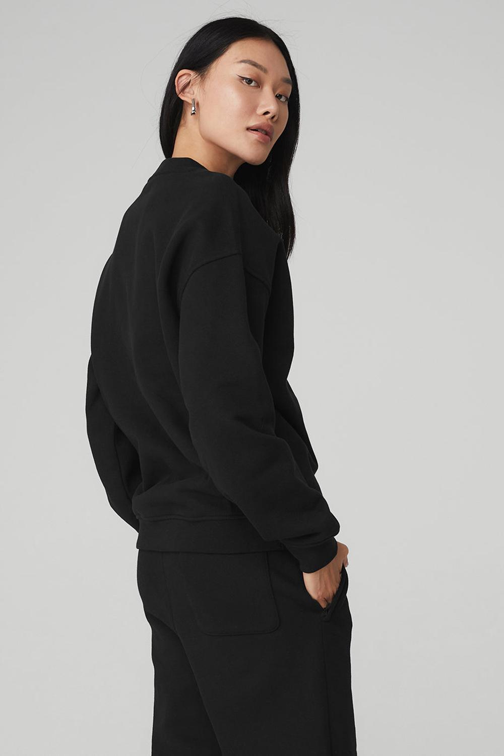 Pullover Alo Yoga Renown Heavy Weight Crew Neck Mujer Negros | Mexico  JIY-520843