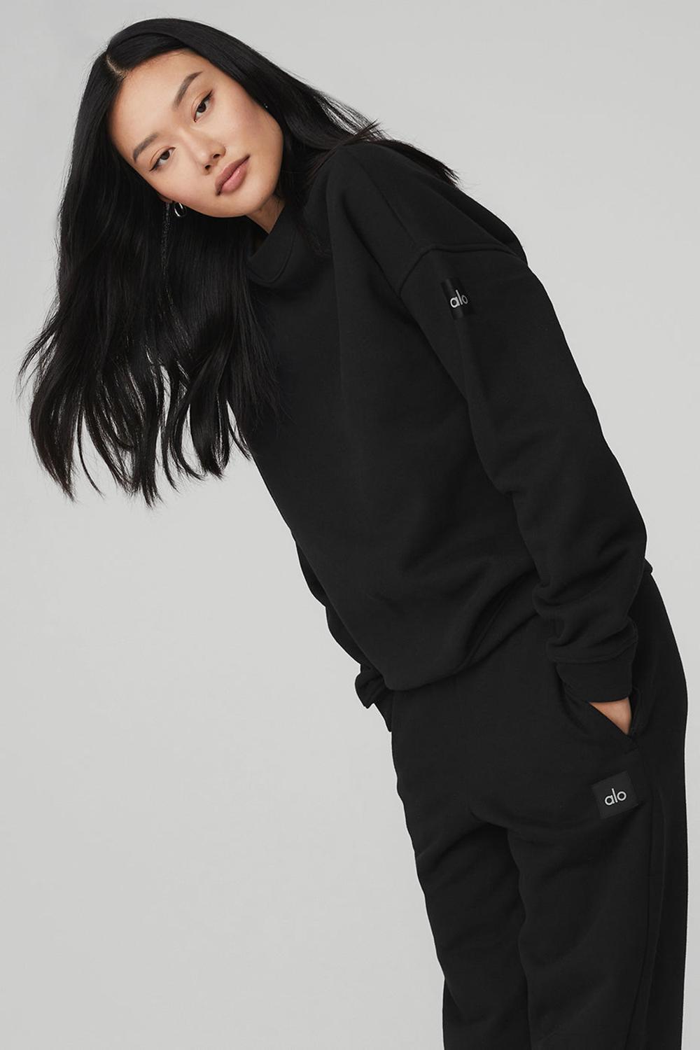 Pullover Alo Yoga Renown Heavy Weight Crew Neck Mujer Negros | Mexico  JIY-520843