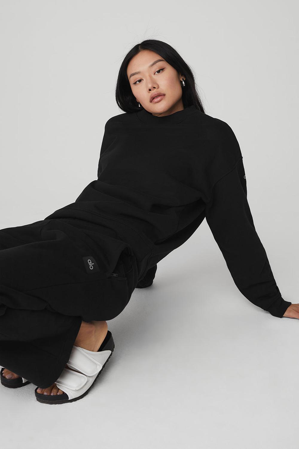 Pullover Alo Yoga Renown Heavy Weight Crew Neck Mujer Negros | Mexico  JIY-520843