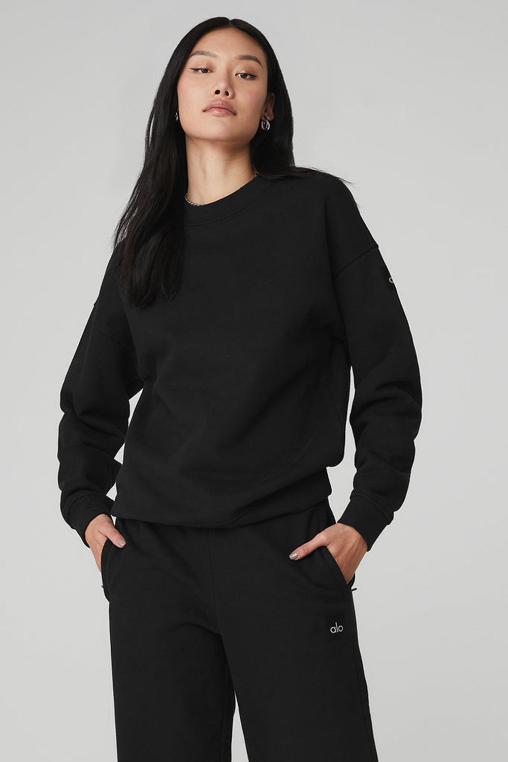 Pullover Alo Yoga Renown Heavy Weight Crew Neck Mujer Negros | Mexico  JIY-520843