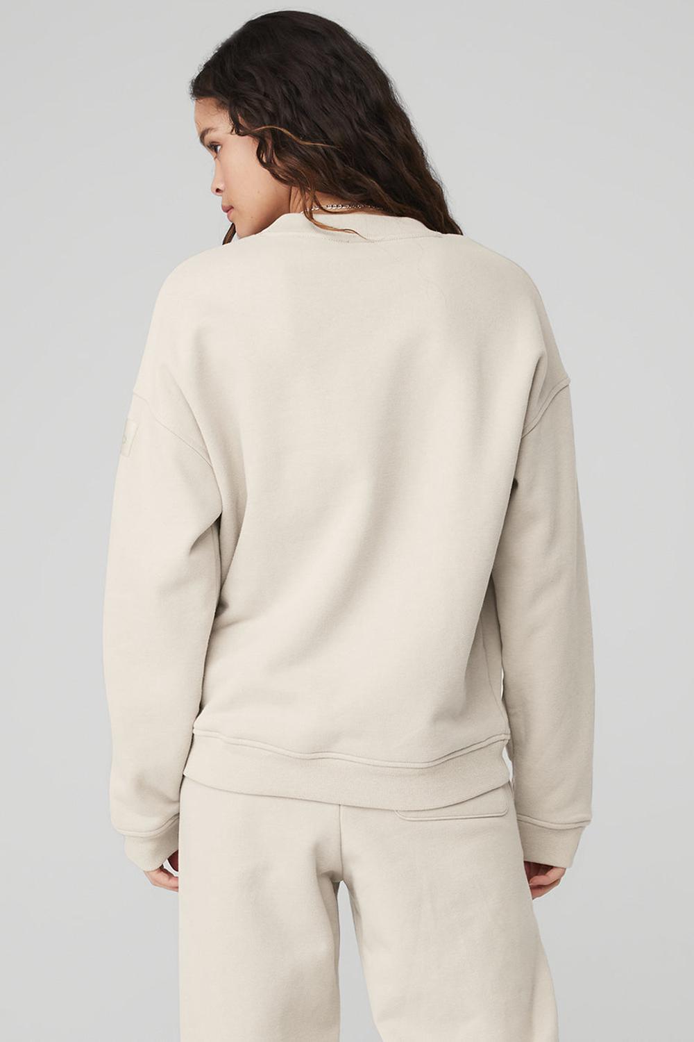 Pullover Alo Yoga Renown Heavy Weight Crew Neck Mujer Bone | Mexico  MRH-489513