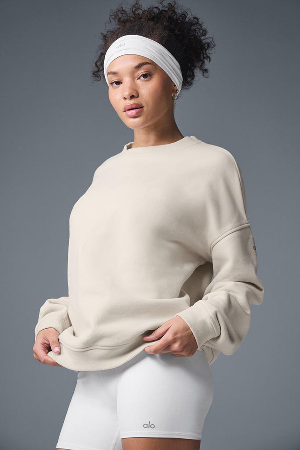 Pullover Alo Yoga Renown Heavy Weight Crew Neck Mujer Bone | Mexico  MRH-489513