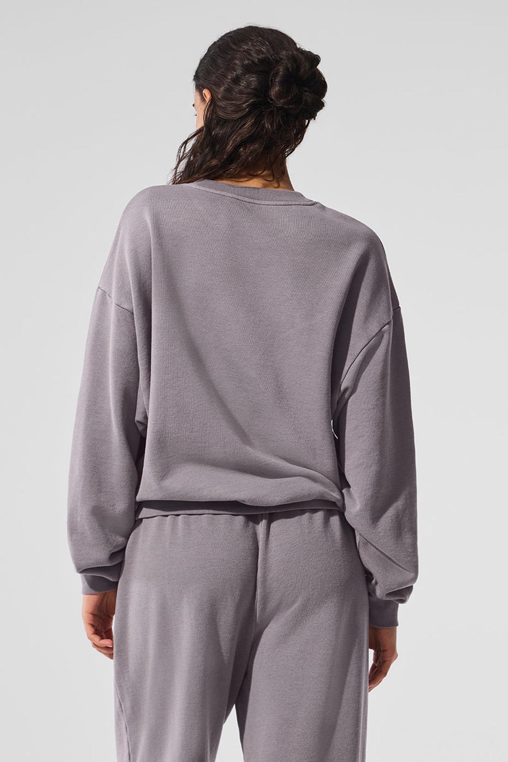 Pullover Alo Yoga Washed Accolade Crew Neck Mujer Grises Azules | Mexico  FWV-063947