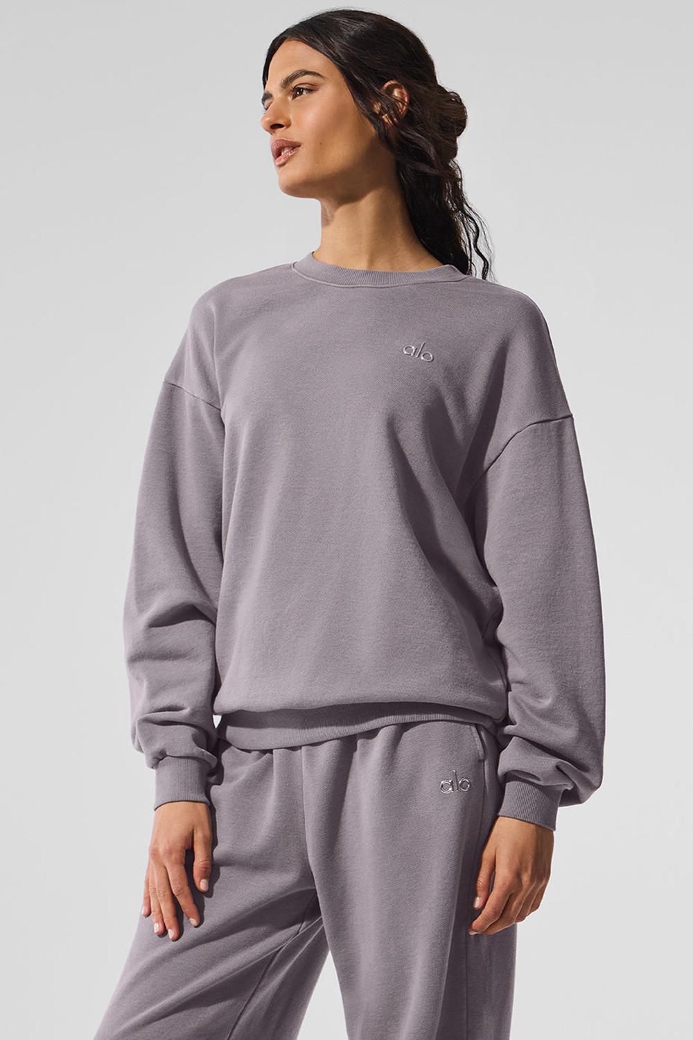 Pullover Alo Yoga Washed Accolade Crew Neck Mujer Grises Azules | Mexico  FWV-063947