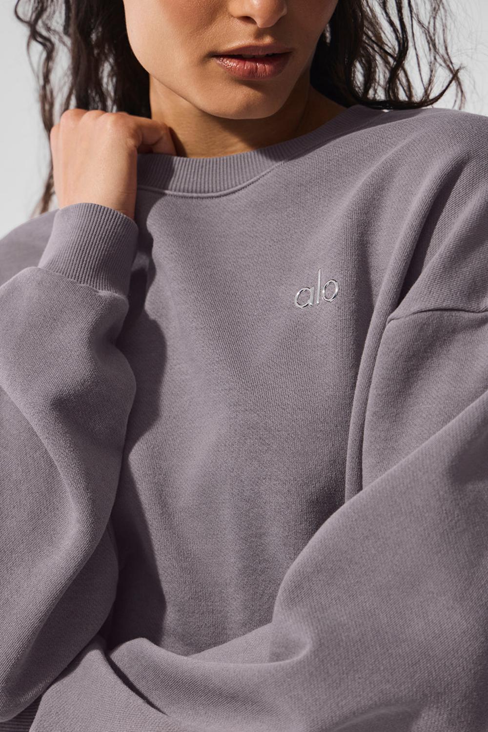 Pullover Alo Yoga Washed Accolade Crew Neck Mujer Grises Azules | Mexico  FWV-063947