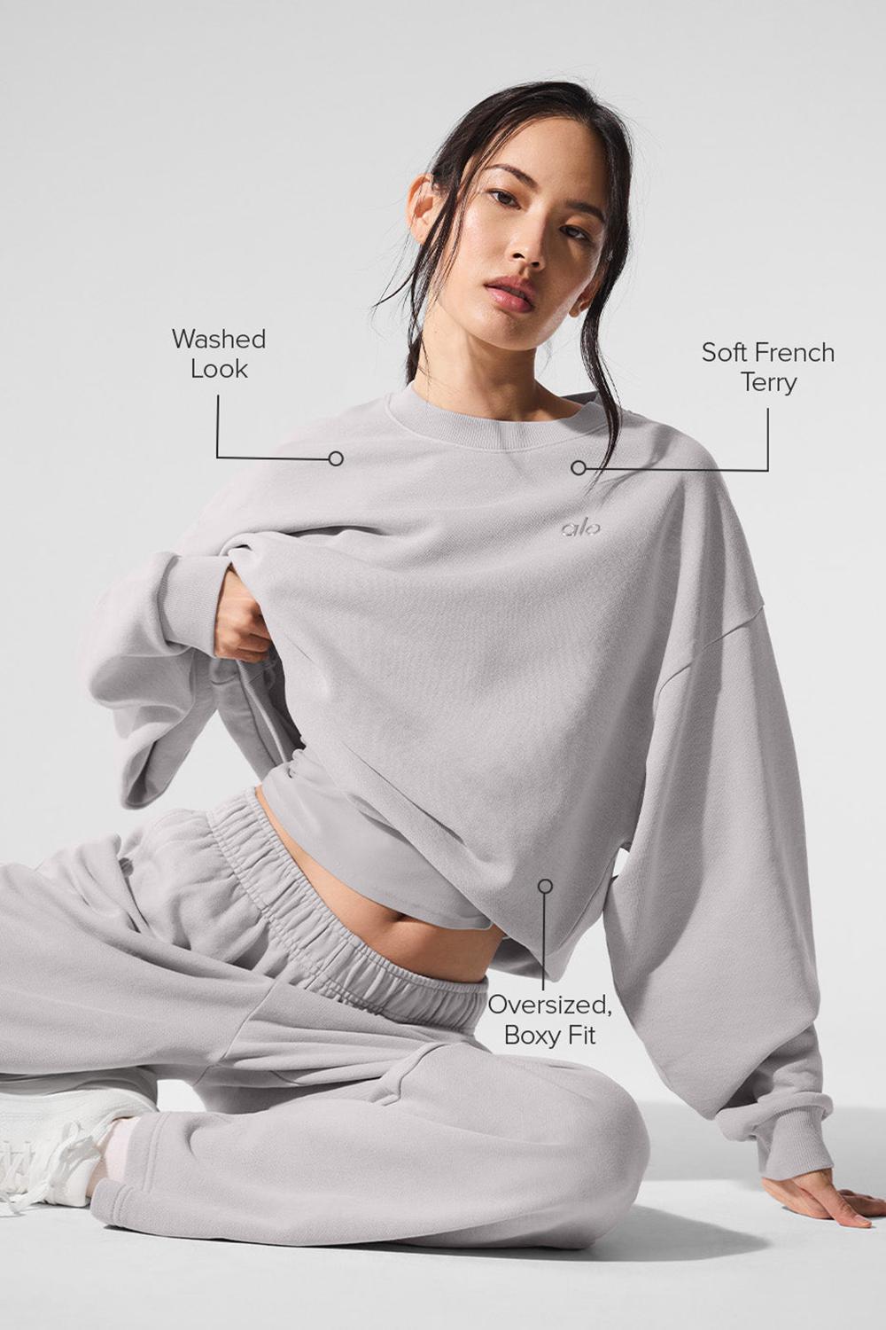 Pullover Alo Yoga Washed Accolade Crew Neck Mujer Grises Azules | Mexico  MIA-428036