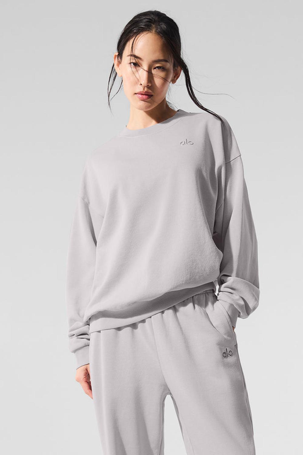 Pullover Alo Yoga Washed Accolade Crew Neck Mujer Grises Azules | Mexico  MIA-428036