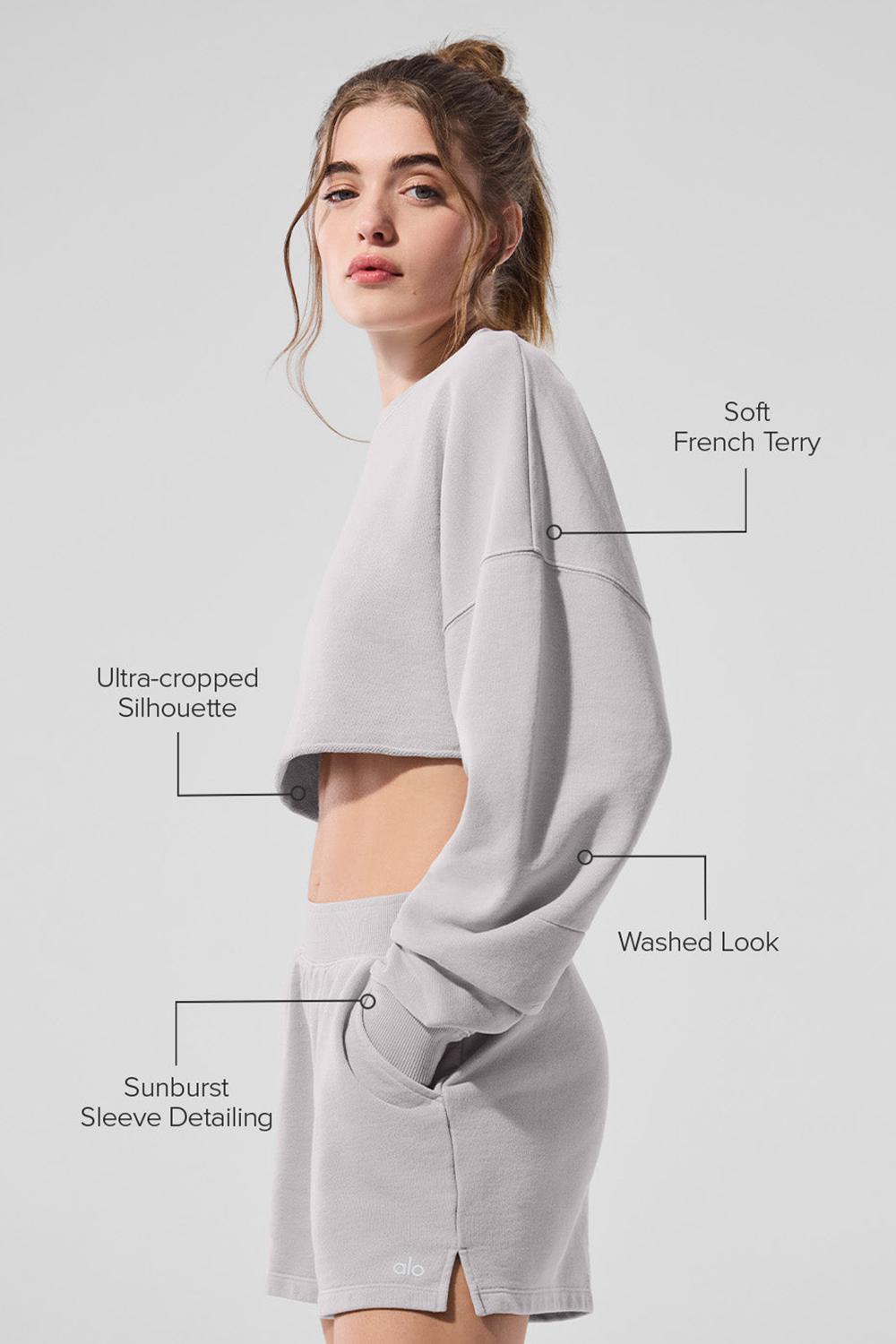 Pullover Alo Yoga Washed Extreme Cropped Mujer Grises Azules | Mexico  UPS-981245