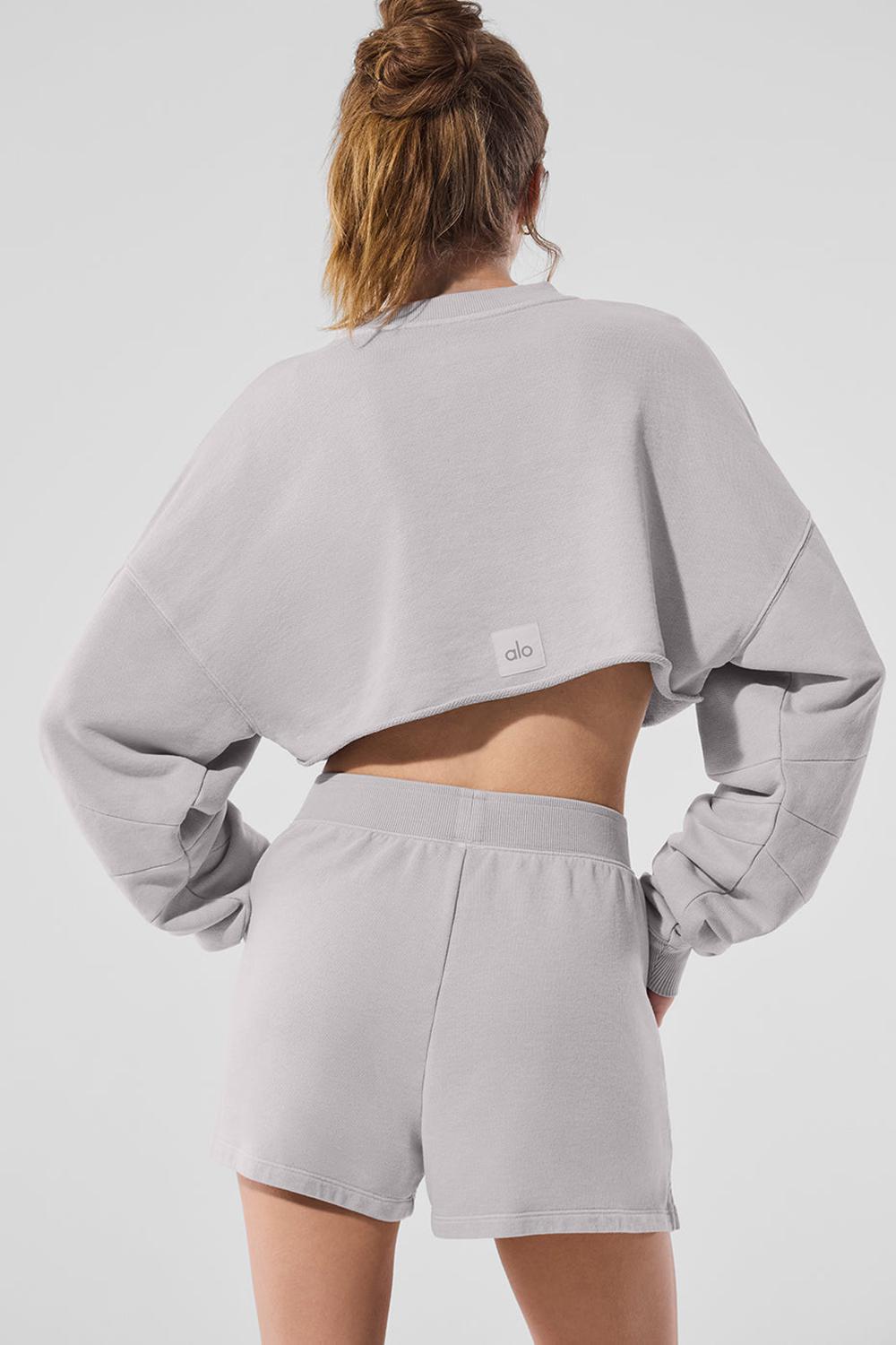Pullover Alo Yoga Washed Extreme Cropped Mujer Grises Azules | Mexico  UPS-981245