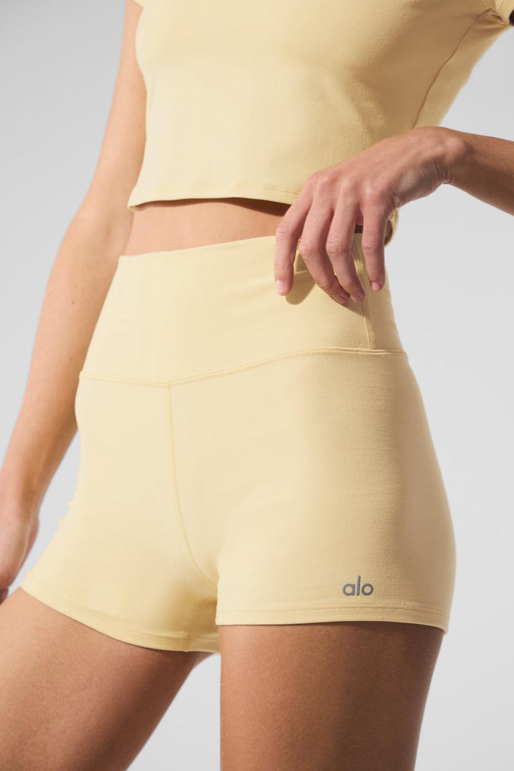 Short Alo Yoga Alosoft High-Waist Carefree Mujer Warm Butter Heather | Mexico  NLH-249635