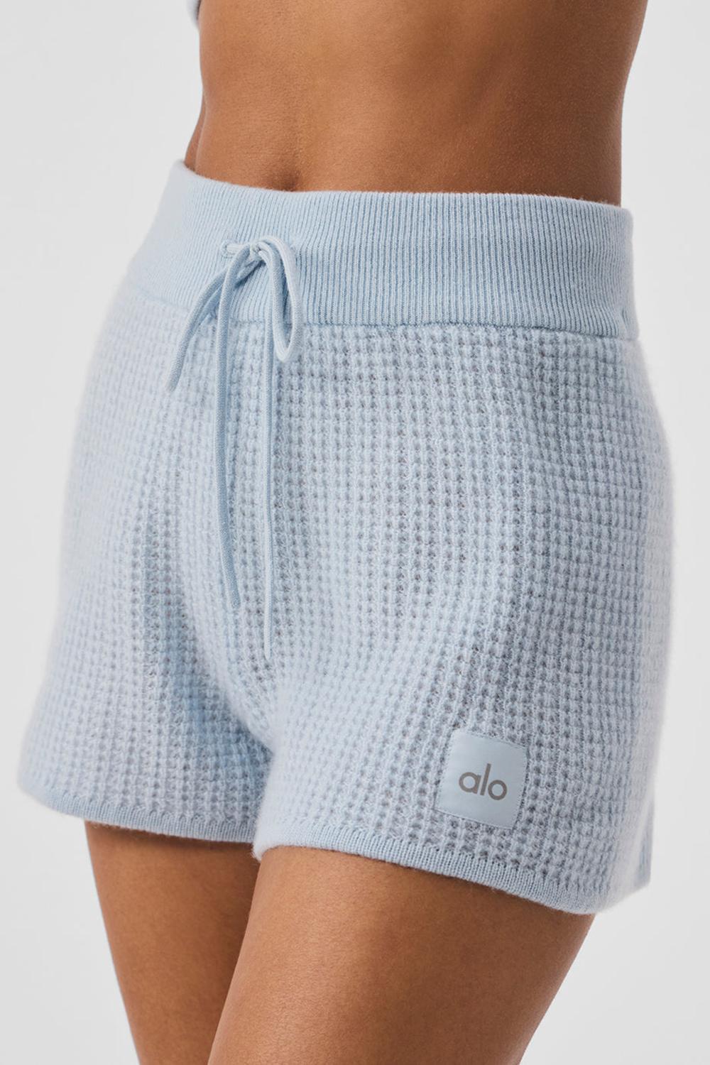 Short Alo Yoga Cashmere High-Waist Plush Waffle Mujer Azules | Mexico  ZNV-249071