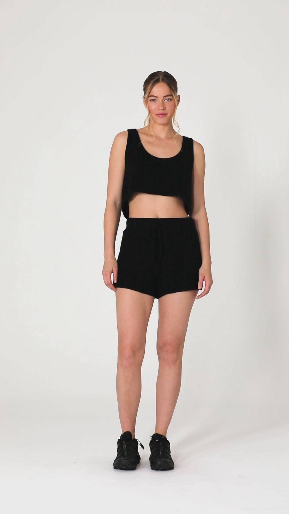 Short Alo Yoga Cashmere High-Waist Plush Waffle Mujer Azules | Mexico  ZNV-249071