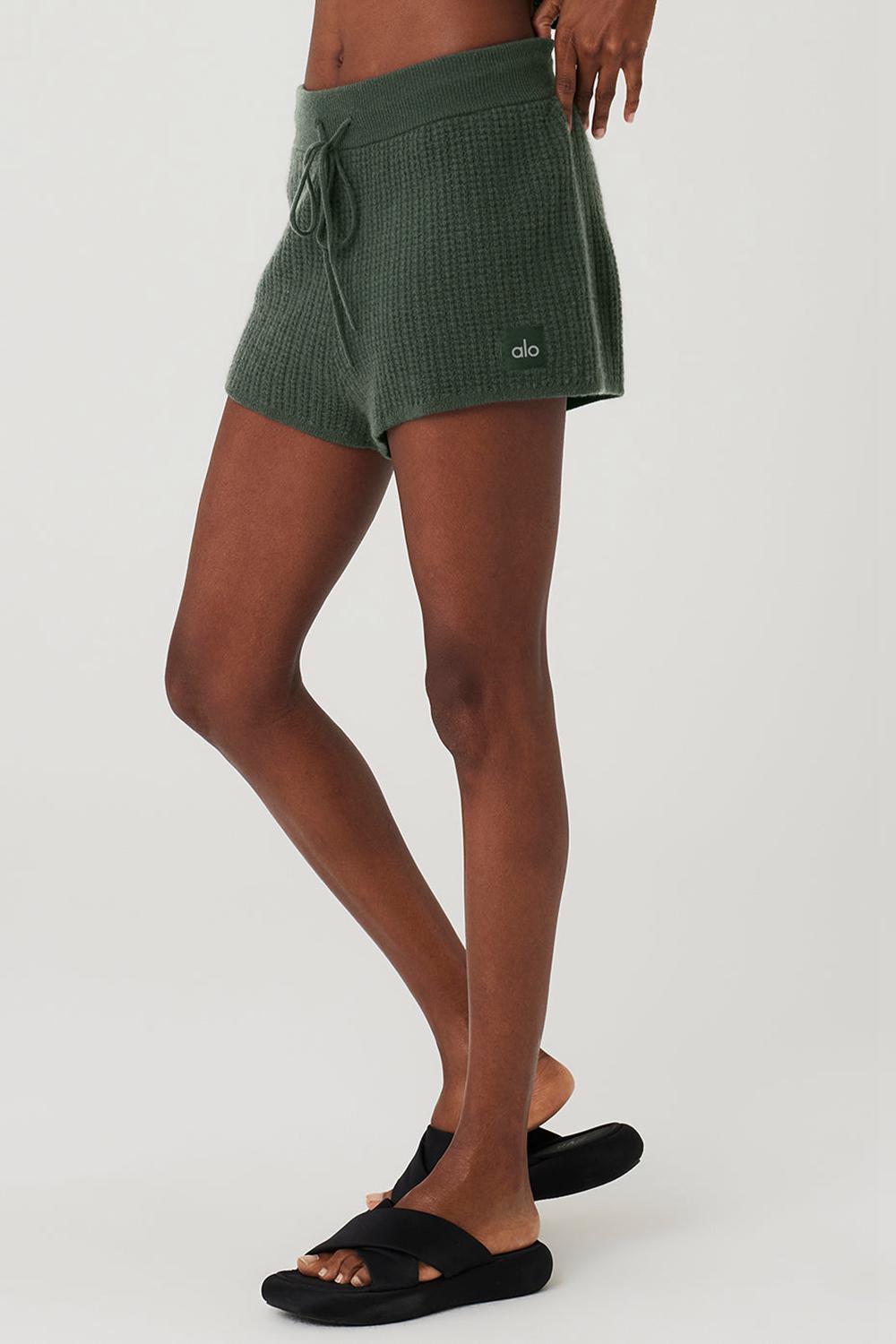 Short Alo Yoga Cashmere High-Waist Plush Waffle Mujer Azules | Mexico  GJA-624015