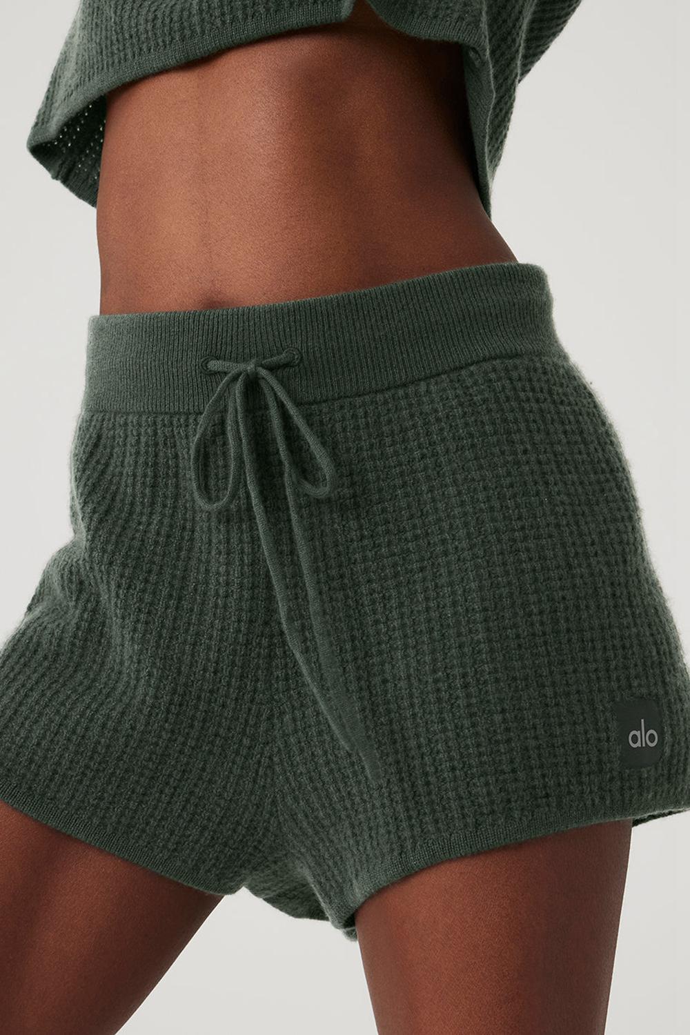 Short Alo Yoga Cashmere High-Waist Plush Waffle Mujer Azules | Mexico  GJA-624015