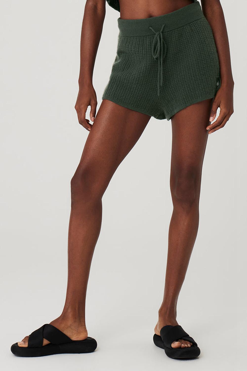 Short Alo Yoga Cashmere High-Waist Plush Waffle Mujer Azules | Mexico  GJA-624015