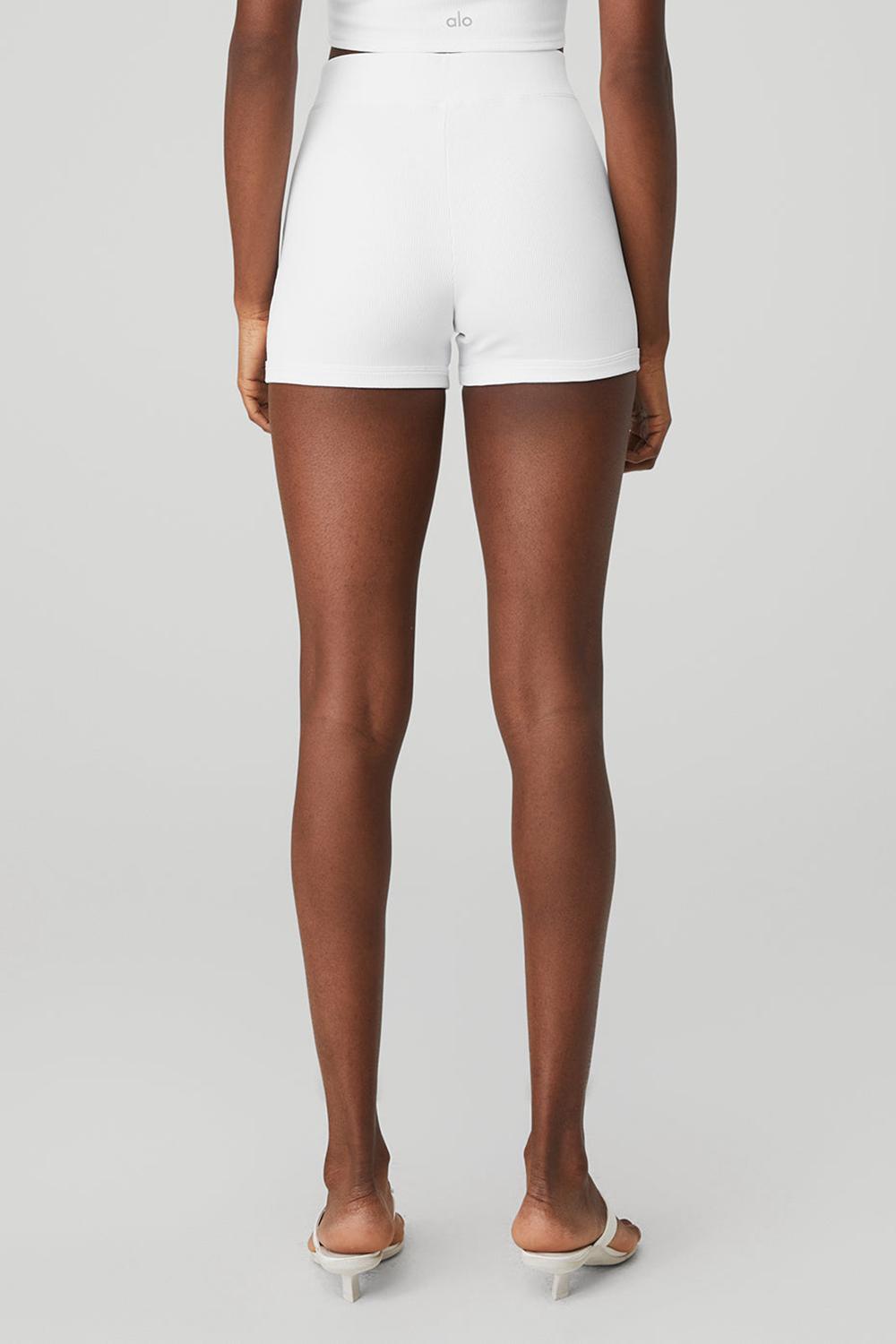 Short Alo Yoga Goddess Ribbed High-Waist Hot Mujer Blancos | Mexico  IDN-387459