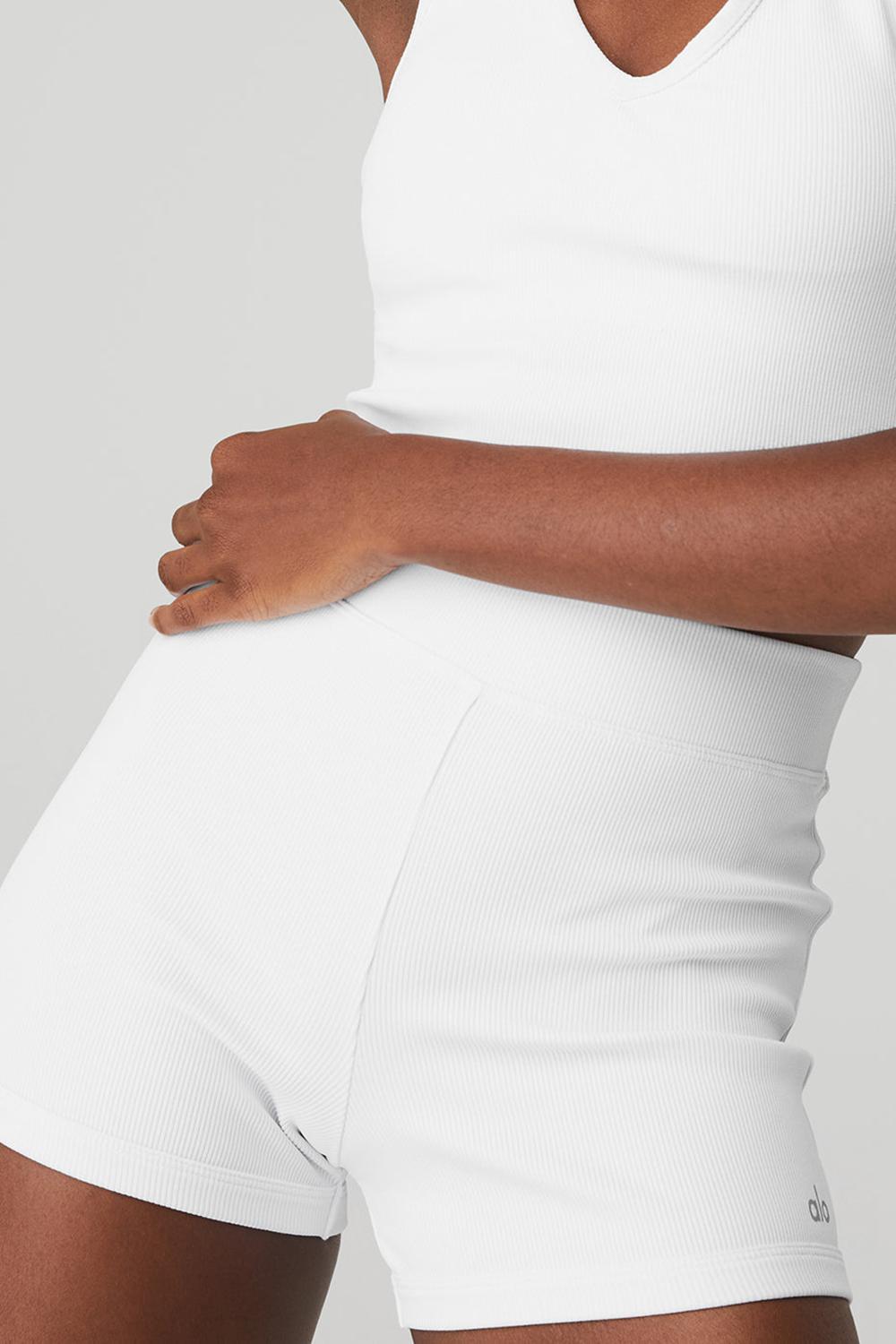 Short Alo Yoga Goddess Ribbed High-Waist Hot Mujer Blancos | Mexico  IDN-387459