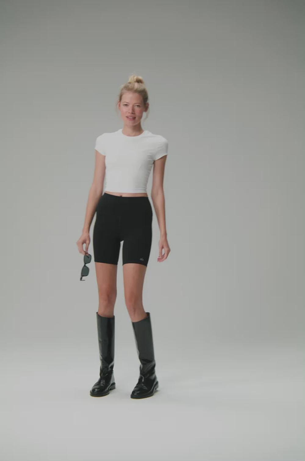 Short Alo Yoga High-Waist Biker Mujer Blancos | Mexico  SBF-054382