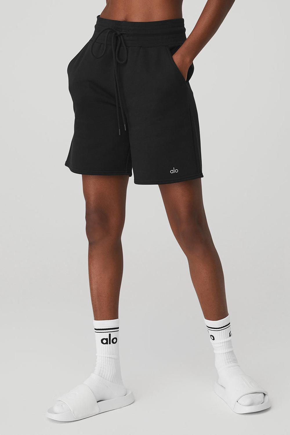 Short Alo Yoga High-Waist Easy Sweat Mujer Negros | Mexico  SDE-417683