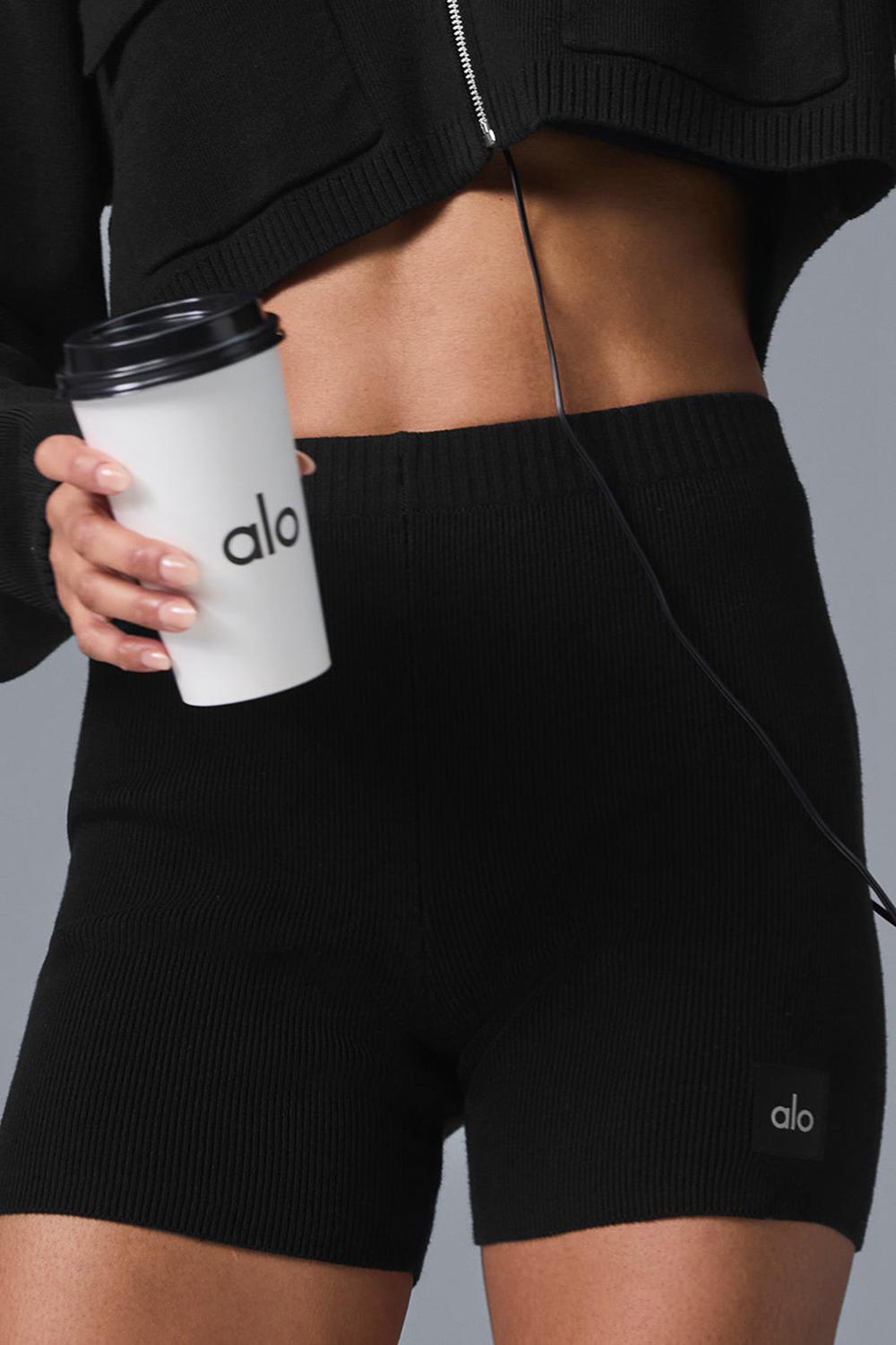 Short Alo Yoga Scholar Knit High-Waist Mujer Negros | Mexico  COI-718045